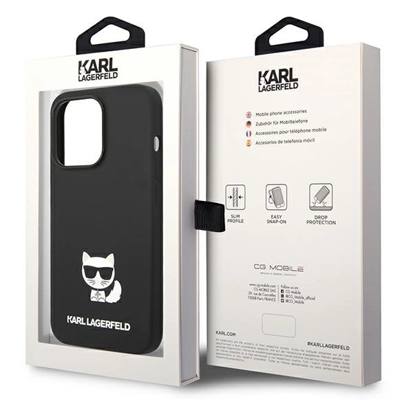Karl Lagerfeld KLHCP14LSLCTBK iPhone 14 Pro 6,1" juodas kietas dėklas Silicone Choupette Body - Image 8