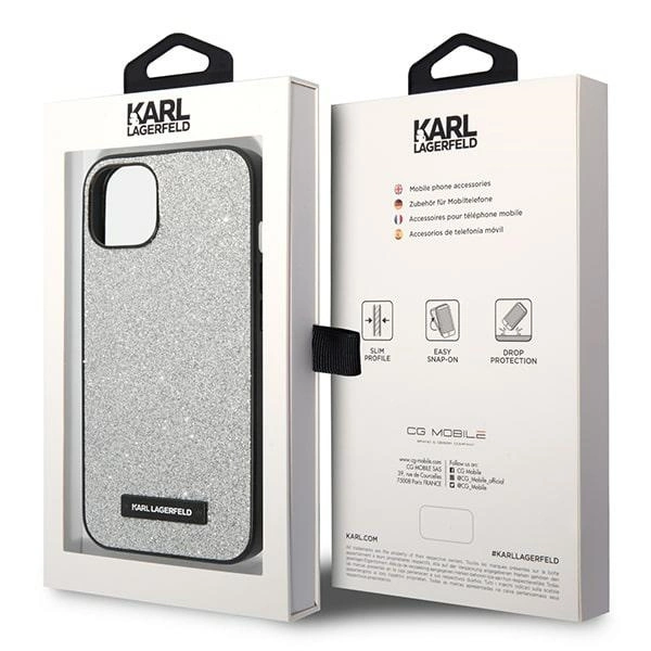 Karl Lagerfeld KLHCP14MG2ELS iPhone 14 Plus 6,7" sidabrinis kietas dėklas Glitter Plaque Logo - Image 8