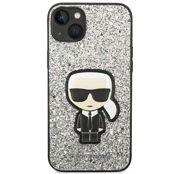 Karl Lagerfeld KLHCP14MGFKPG iPhone 14 Plus 6,7" sidabrinis kietas dėklas Glitter Flakes Ikonik - Image 3