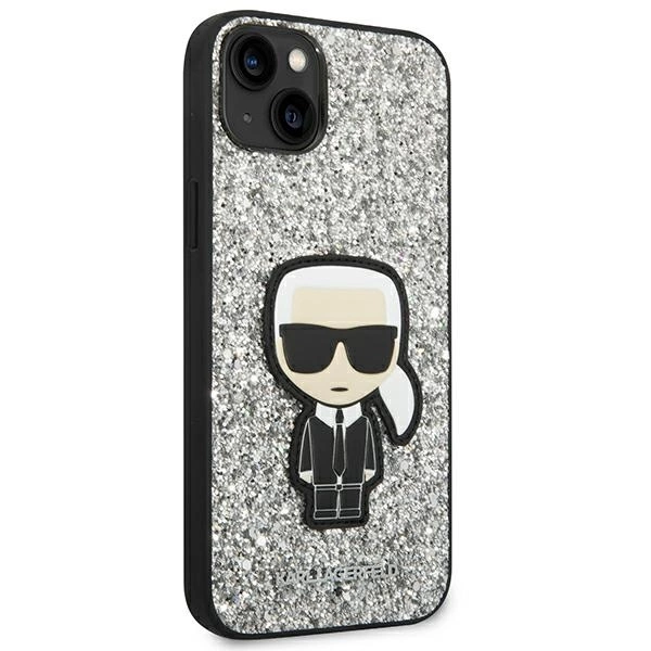 Karl Lagerfeld KLHCP14MGFKPG iPhone 14 Plus 6,7" sidabrinis kietas dėklas Glitter Flakes Ikonik - Image 4