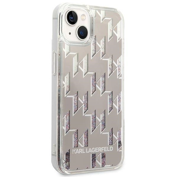 Karl Lagerfeld KLHCP14MLMNMS iPhone 14 Plus 6,7" sidabrinis kietas dėklas Liquid Glitter Monogram - Image 4