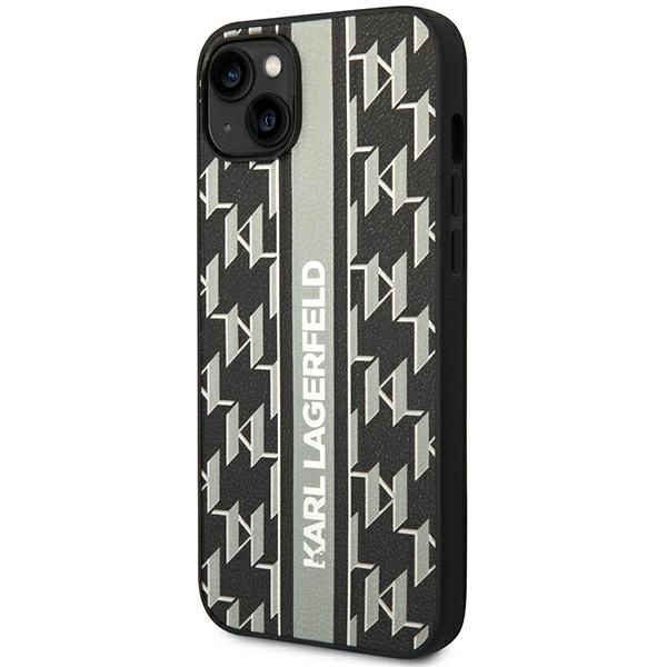 Karl Lagerfeld KLHCP14MPGKLSKG iPhone 14 Plus 6,7" pilkas kietas dėklas Monogram Stripe - Image 2