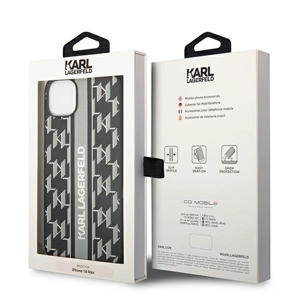 Karl Lagerfeld KLHCP14MPGKLSKG iPhone 14 Plus 6,7" pilkas kietas dėklas Monogram Stripe - Image 8