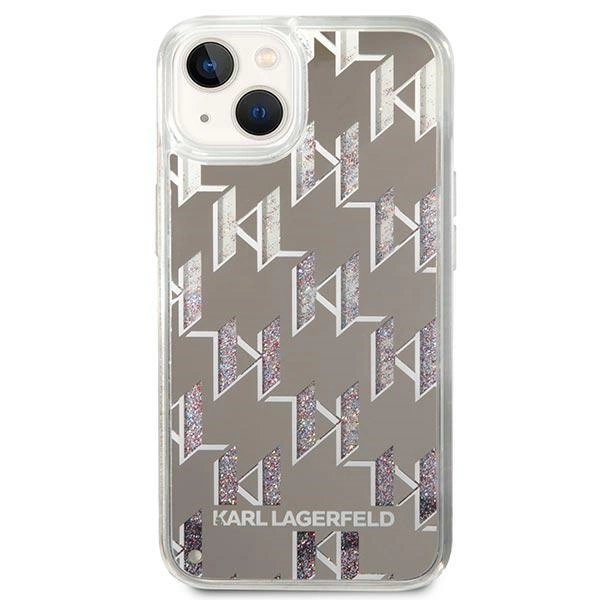 Karl Lagerfeld KLHCP14SLMNMS iPhone 14 6,1" sidabrinis kietas dėklas Liquid Glitter Monogram - Image 3