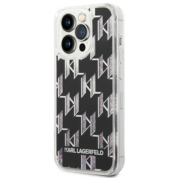Karl Lagerfeld KLHCP14XLMNMK iPhone 14 Pro Max 6,7" juodas kietas dėklas Liquid Glitter Monogram - Image 2