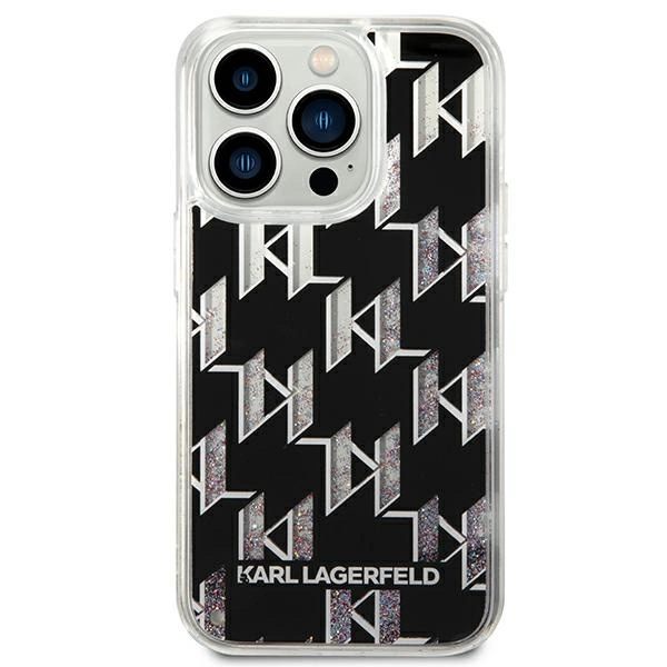 Karl Lagerfeld KLHCP14XLMNMK iPhone 14 Pro Max 6,7" juodas kietas dėklas Liquid Glitter Monogram - Image 3