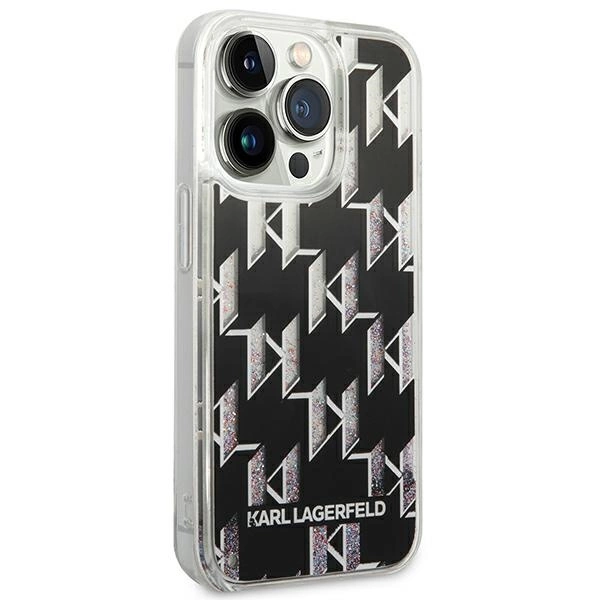 Karl Lagerfeld KLHCP14XLMNMK iPhone 14 Pro Max 6,7" juodas kietas dėklas Liquid Glitter Monogram - Image 4