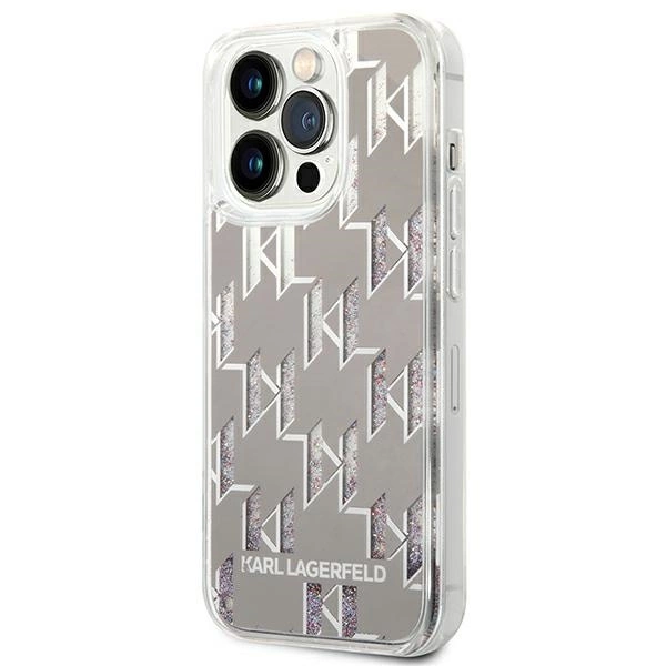 Karl Lagerfeld KLHCP14XLMNMS iPhone 14 Pro Max 6,7" sidabrinis kietas dėklas Liquid Glitter Monogram - Image 2
