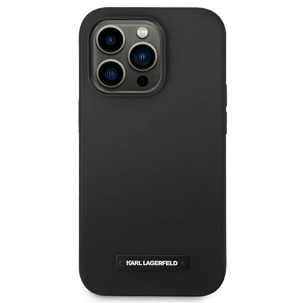 Karl Lagerfeld KLHMP14LSLMP1K iPhone 14 Pro 6,1" juodas kietas dėklas Silicone Plaque MagSafe - Image 3