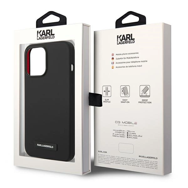 Karl Lagerfeld KLHMP14LSLMP1K iPhone 14 Pro 6,1" juodas kietas dėklas Silicone Plaque MagSafe - Image 8