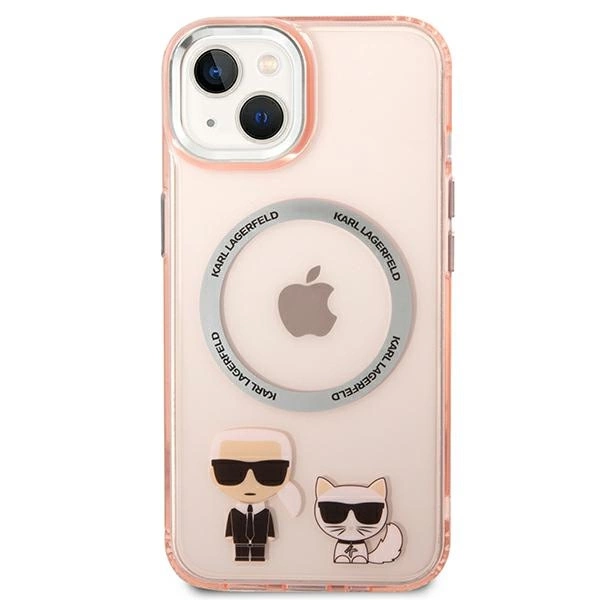 Karl Lagerfeld KLHMP14MHKCP iPhone 14 Plus 6,7" rožinis kietas dėklas Karl & Choupette Aluminum MagSafe - Image 3