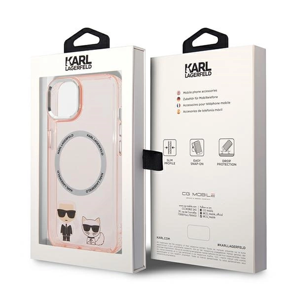 Karl Lagerfeld KLHMP14MHKCP iPhone 14 Plus 6,7" rožinis kietas dėklas Karl & Choupette Aluminum MagSafe - Image 8