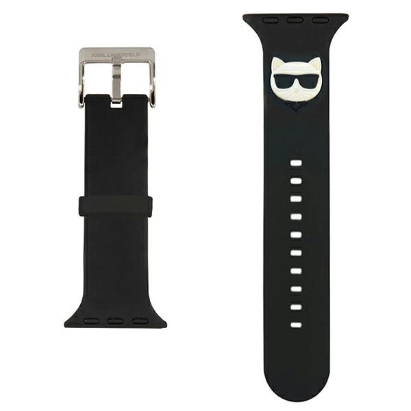 Karl Lagerfeld KLAWLSLCK Apple Watch dirželis 42/44 / 45mm juodas Silicone Choupette Heads - Image 2
