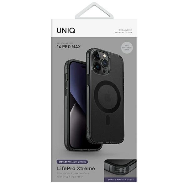 Uniq LifePro Xtreme Magclick įkrovimo dėklas iPhone 14 Pro Max – pilkas ir juodas - Image 8