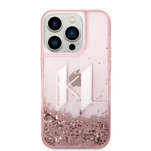 Karl Lagerfeld KLHCP14LLBKLCP dėklas iPhone 14 Pro 6,1" – rožinis Liquid Glitter Big KL - Image 3