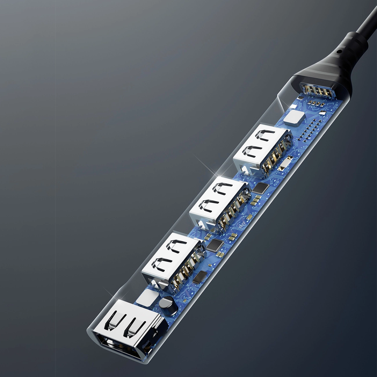 Dudao HUB 4in1 USB-C – 4x USB-A (3 x USB2.0 / USB3.0) 6,3 cm – juodas (A16T) - Image 7