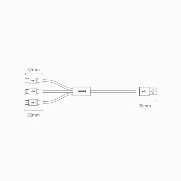 Baseus Superior 3in1 laidas – USB Lightning / USB-C / micro USB 3.5A 1,5 m, baltas (CAMLTYS-02) - Image 18
