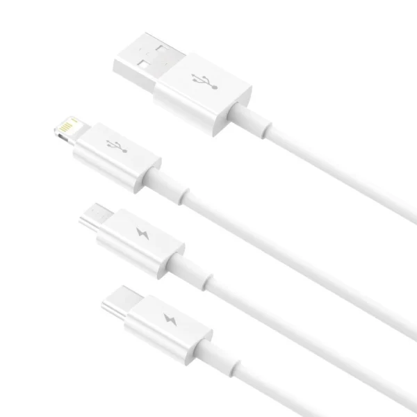 Baseus Superior 3in1 laidas – USB Lightning / USB-C / micro USB 3.5A 1,5 m, baltas (CAMLTYS-02) - Image 4