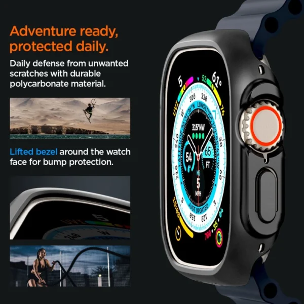 Spigen Thin Fit dėklas Apple Watch Ultra (49mm) – juodas - Image 14