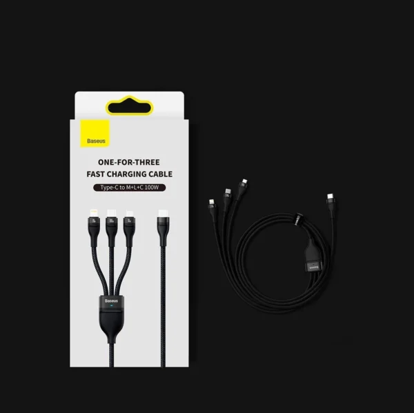 Baseus Flash Series II USB-C / USB-A laidas – USB-C / Lightning / micro USB 100W 1.5 m, mėlynas (CASS030203) - Image 14