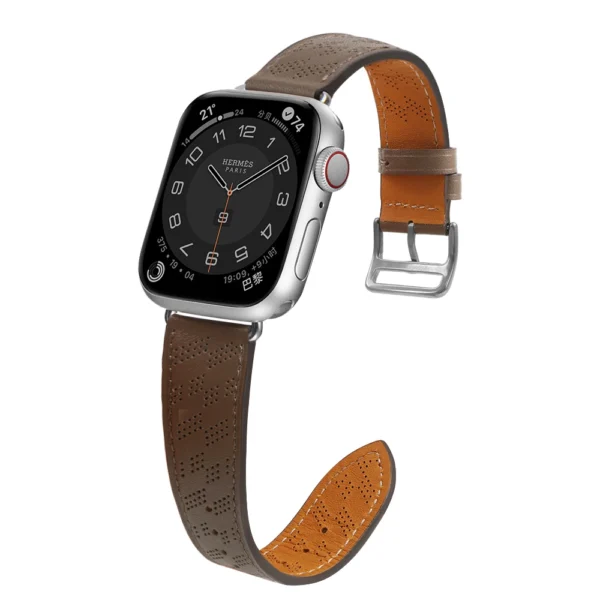 Strap Leather apyrankė Apple Watch 38 / 40 / 41 mm – tamsiai ruda - Image 3