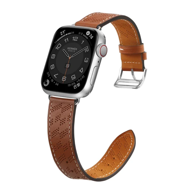 Strap Leather apyrankė Apple Watch 42 / 44 / 45 / 49 mm – ruda - Image 3