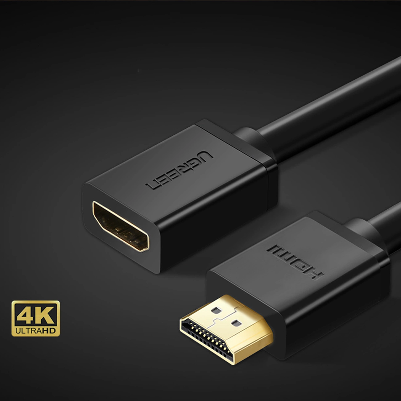 Ugreen HD107 10141 HDMI (kištukas) - HDMI (lizdas) 4K kabelis 1 m – juodas - Image 3