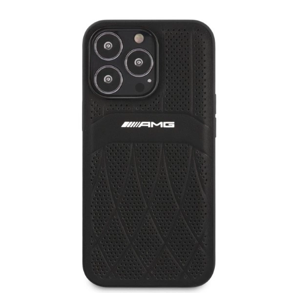 AMG AMHCP13LOSDBK iPhone 13 Pro / 13 6,1" – juodas/juodas kietas dėklas, odinis, lenktos linijos - Image 3