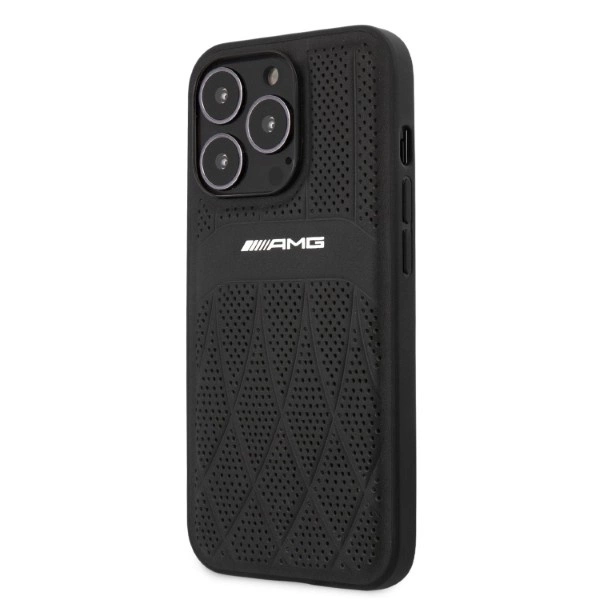 AMG Leather Curved Lines dėklas iPhone 13 Pro Max – juodas - Image 2