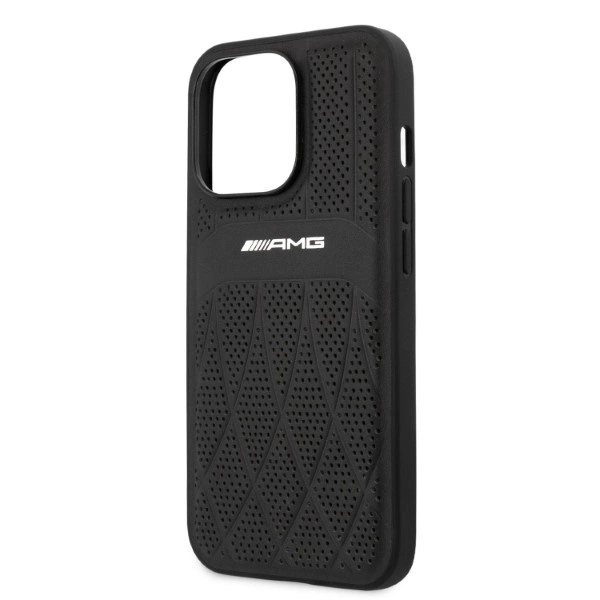 AMG Leather Curved Lines dėklas iPhone 13 Pro Max – juodas - Image 6