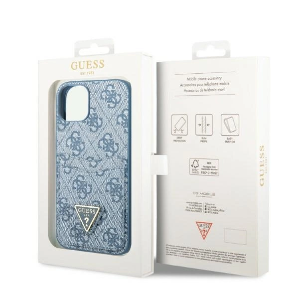Guess GUHCP13SP4TPB iPhone 13 mini 5,4" – mėlynas/ mėlynas kietas dėklas, 4G Triangle Logo, kortelių kišenė - Image 8