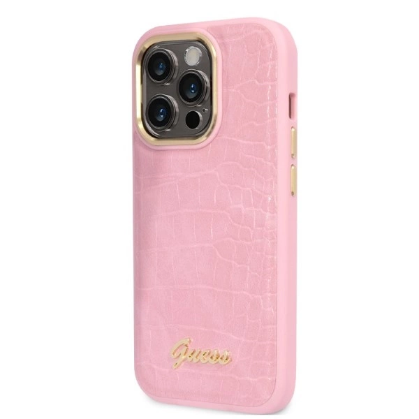 Guess Croco Collection dėklas iPhone 14 Pro – rožinis - Image 2