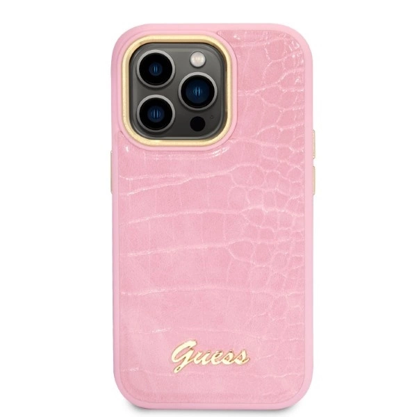 Guess Croco Collection dėklas iPhone 14 Pro – rožinis - Image 3