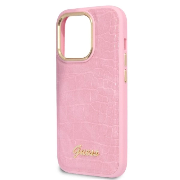 Guess Croco Collection dėklas iPhone 14 Pro – rožinis - Image 6