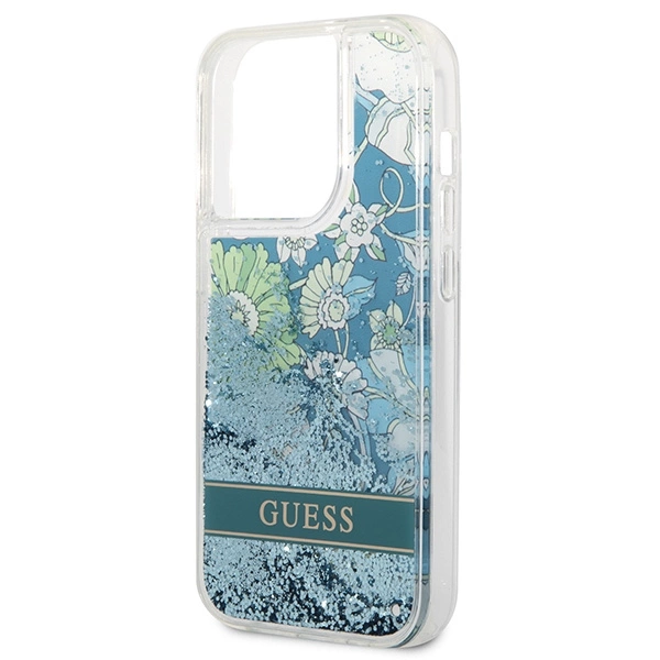 Guess Flower Liquid Glitter dėklas iPhone 14 Pro Max – žalias - Image 6