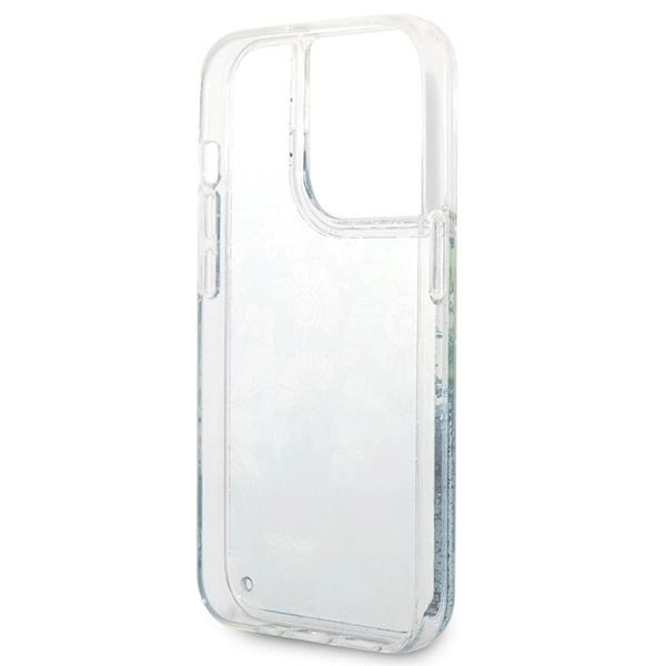 Guess Flower Liquid Glitter dėklas iPhone 14 Pro Max – žalias - Image 7
