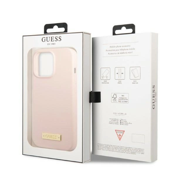 Guess GUHMP13LSPLP iPhone 13 Pro / 13 6,1" – rožinis/rožinis kietas dėklas, Silicone Logo Plate MagSafe - Image 8