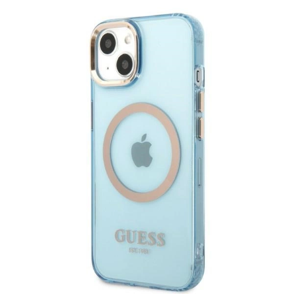 Guess Gold Outline Translucent MagSafe dėklas iPhone 13 – mėlynas - Image 2