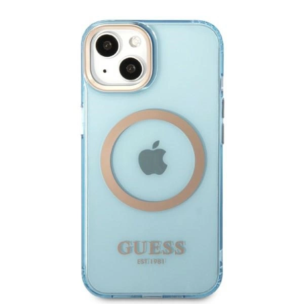 Guess Gold Outline Translucent MagSafe dėklas iPhone 13 – mėlynas - Image 3