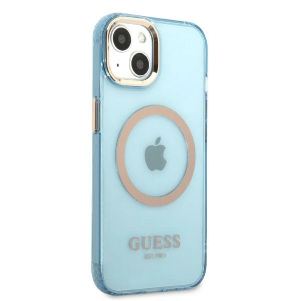 Guess Gold Outline Translucent MagSafe dėklas iPhone 13 – mėlynas - Image 4