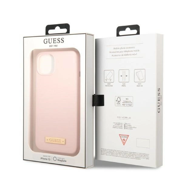 Guess GUHMP13MSBPLP iPhone 13 6,1" – rožinis/rožinis kietas dėklas, Silicone Logo Plate MagSafe - Image 8