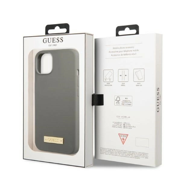 Guess GUHMP13MSPLG iPhone 13 6,1" – pilkas/pilkas kietas dėklas, Silicone Logo Plate MagSafe - Image 8