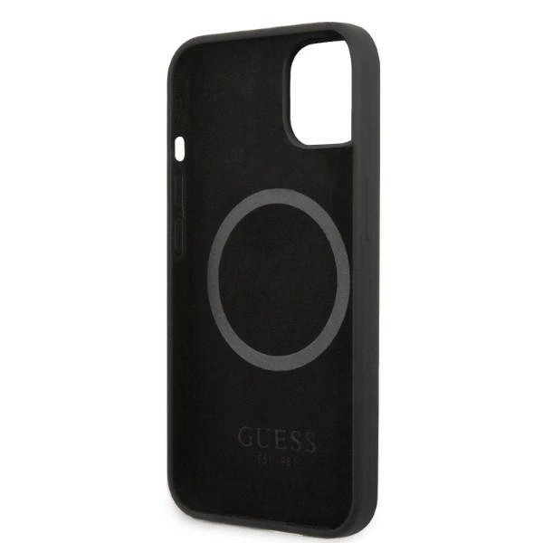 Guess GUHMP13MSPLK iPhone 13 6,1" – juodas/juodas kietas dėklas, Silicone Logo Plate MagSafe - Image 7