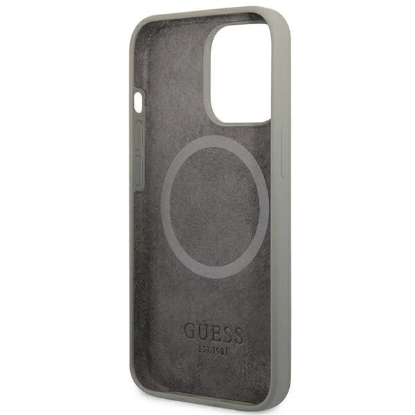 Guess GUHMP13XSPLG iPhone 13 Pro Max 6,7" – pilkas/pilkas kietas dėklas, Silicone Logo Plate MagSafe - Image 7
