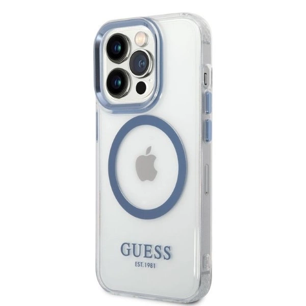 Guess Metal Outline MagSafe dėklas iPhone 14 Pro – mėlynas - Image 2