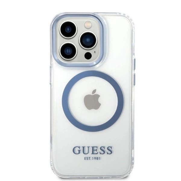 Guess Metal Outline MagSafe dėklas iPhone 14 Pro – mėlynas - Image 3