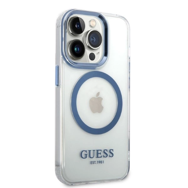Guess Metal Outline MagSafe dėklas iPhone 14 Pro – mėlynas - Image 4