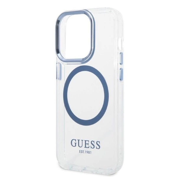 Guess Metal Outline MagSafe dėklas iPhone 14 Pro – mėlynas - Image 6