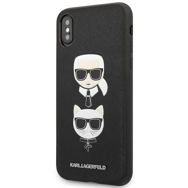 Karl Lagerfeld Saffiano Karl & Choupette Head dėklas iPhone XS Max – juodas - Image 2