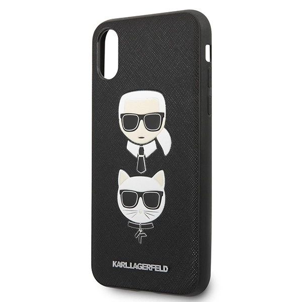 Karl Lagerfeld Saffiano Karl & Choupette Head dėklas iPhone XS Max – juodas - Image 3